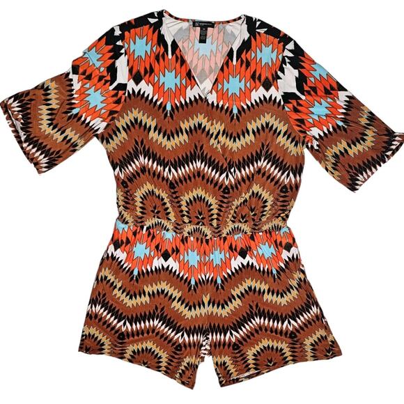 INC International Concepts Romper Women's 3X V Neck Pockets Tribal Aztec - Picture 2 of 13